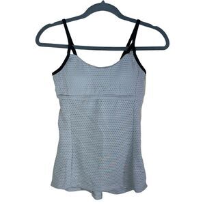 Athleta Flow Tank Top Breathable Circle Mesh Sports Bra in Grey XS Activewear
